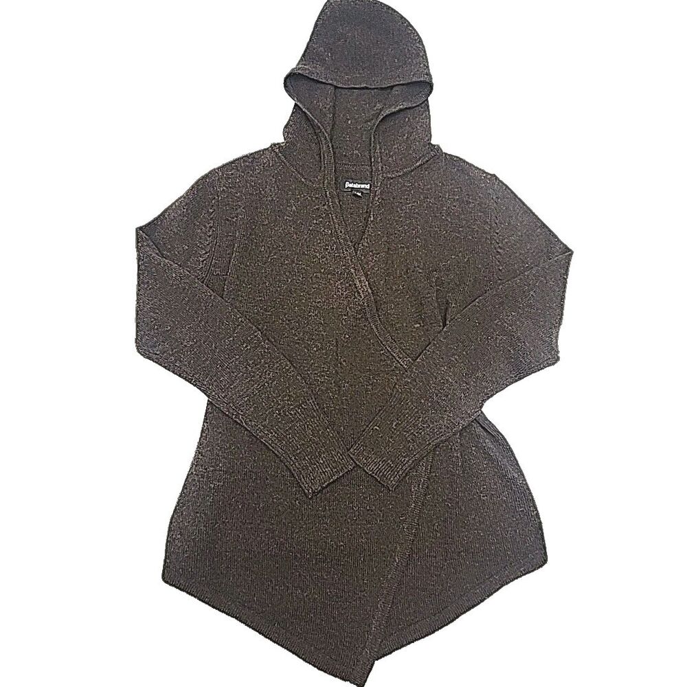 Betabrand Sweater Hoodie Brown Wrap Cardigan Wool Blend Women Small Medium S/M